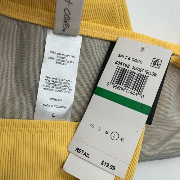 Salt & Cove Yellow Ribbed Bikini Bottoms With Side Tie Size L - Picture 10 of 11